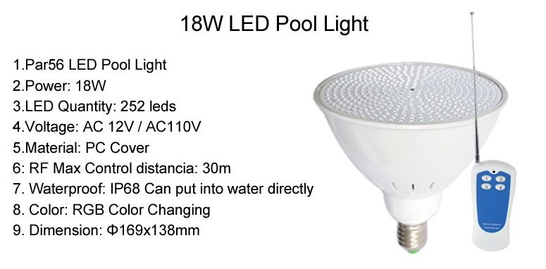 RGB Piscina Luz LED AC 12 V E27 Lâmpada Subterrânea 18 W 24 W 35 W Par56 Lampada para fora Wateproor IP68 Pond Lâmpada com Controle Remoto