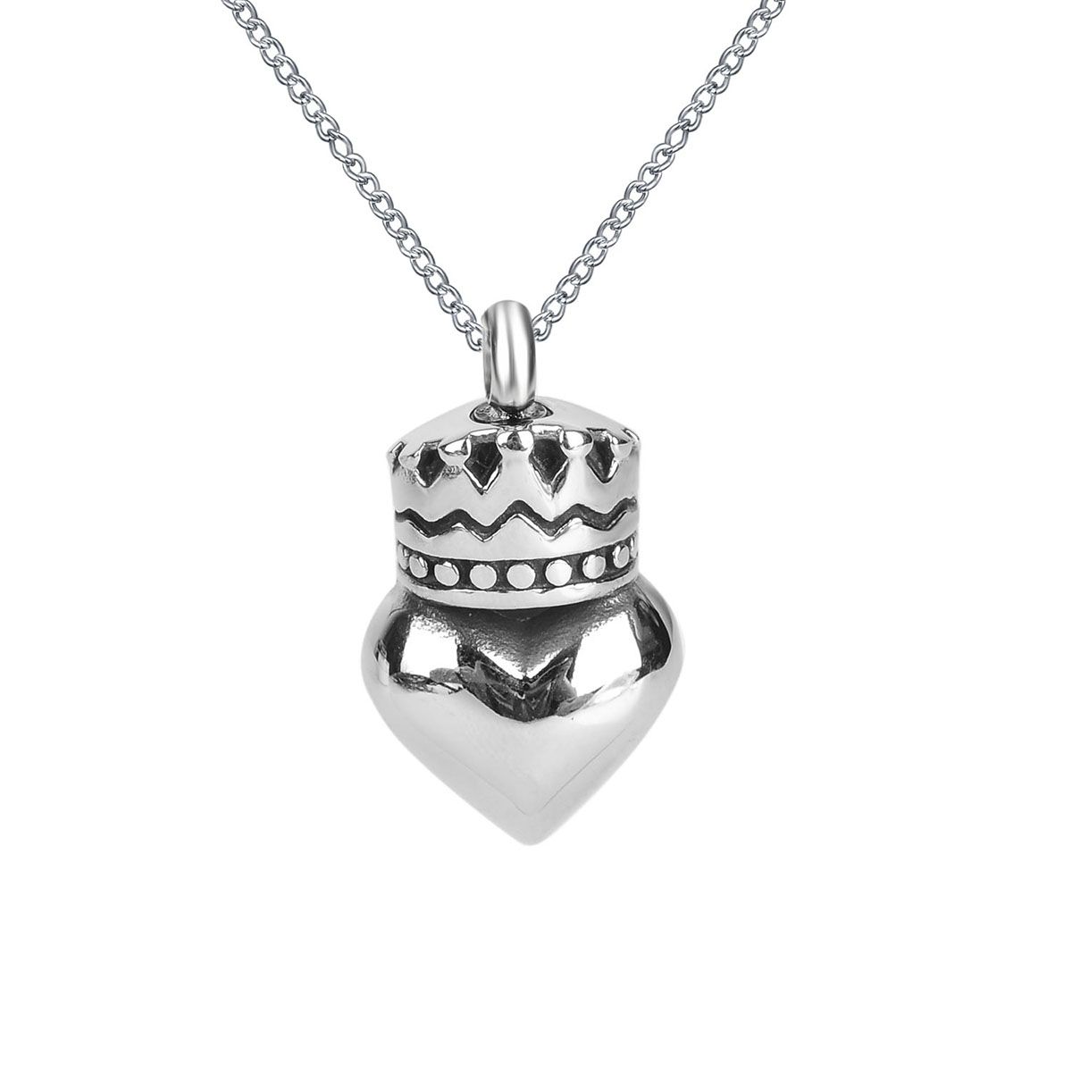 Lily Cremation Jewelry Crown with Heart Urn Necklace Memorial Ash