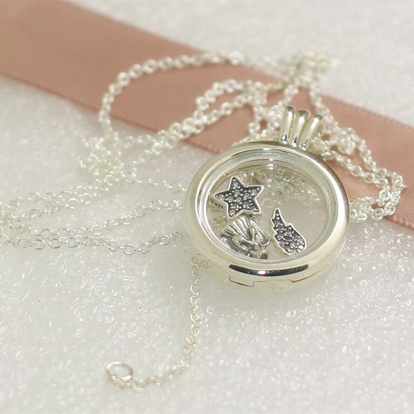 sterling silver floating locket necklace