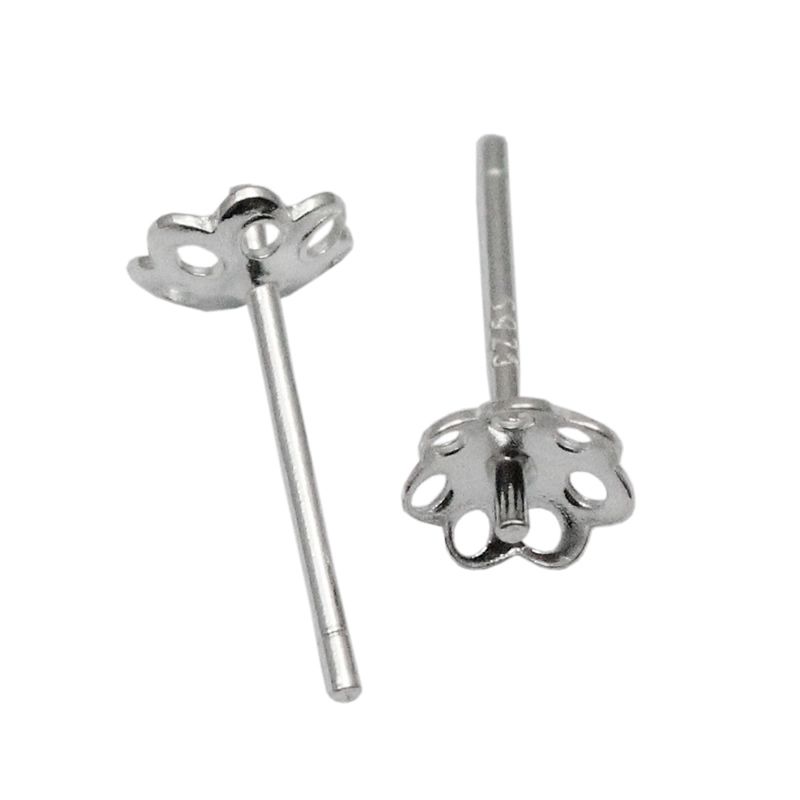 2018 Beadsnice Stud Earring Findings 925 Sterling Silver Post Earring Parts With 5mm Flower