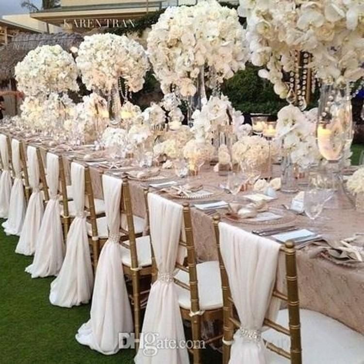2016 White Wedding Chair Covers Chiffon Material Custom Made 1 8 M