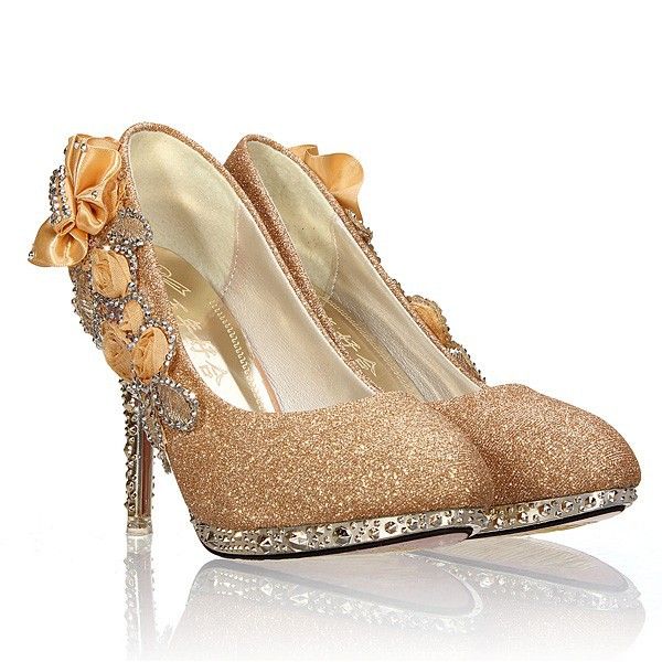 High Heels 10CM Wedding Bridal Evening Party Cinderella Shoes WomenS Pumps Fake Crystal Rose ...
