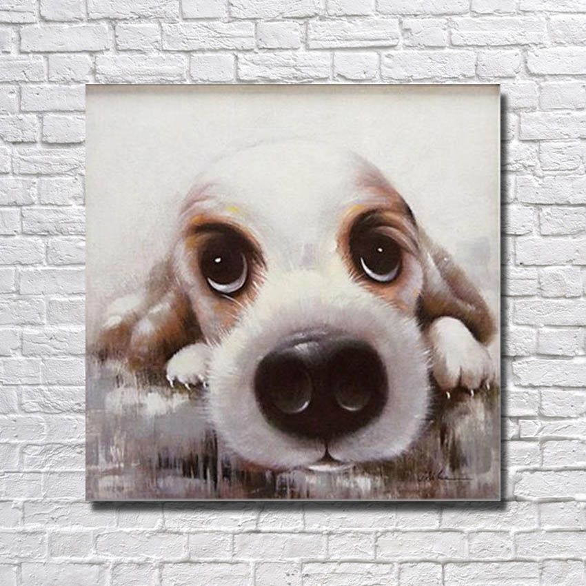 compre envio gratis a mano dibujo lindo perro mascota pintura al oleo para ninos decoracion de la habitacion grandes cuadros de pared para la sala de