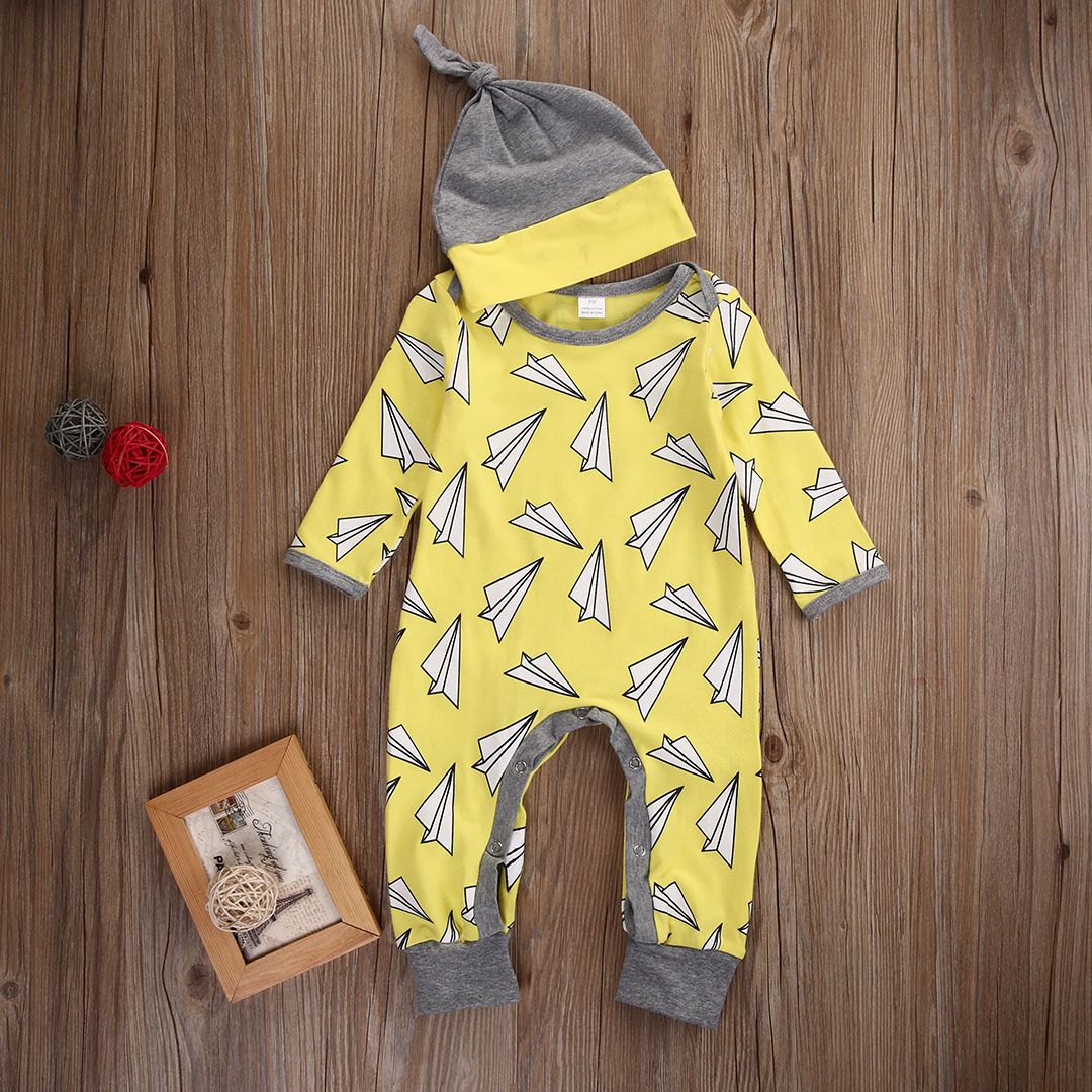 2020 Hot Sale Yellow Baby Rompers Toddler Infant Children Boys Girls