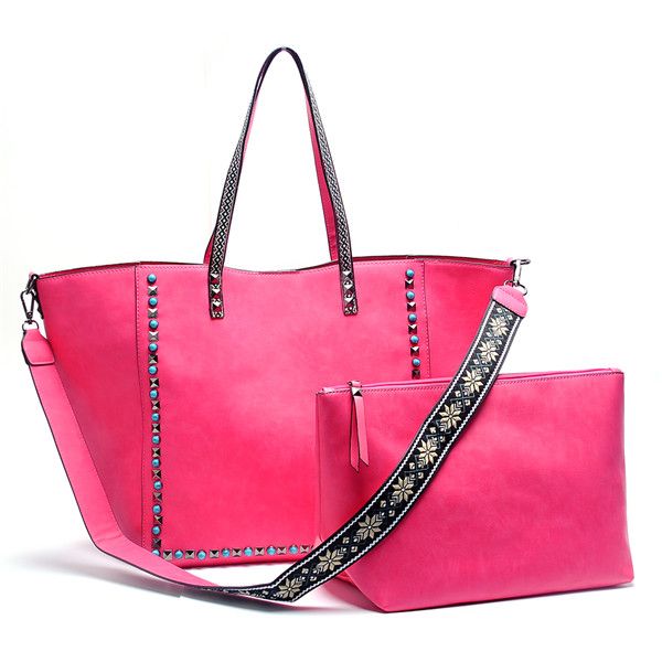 Wholesale Blanks Pink Guitar Tote Faux Leather Guitar Strap Purse With Embroidery Shoulder Chain ...