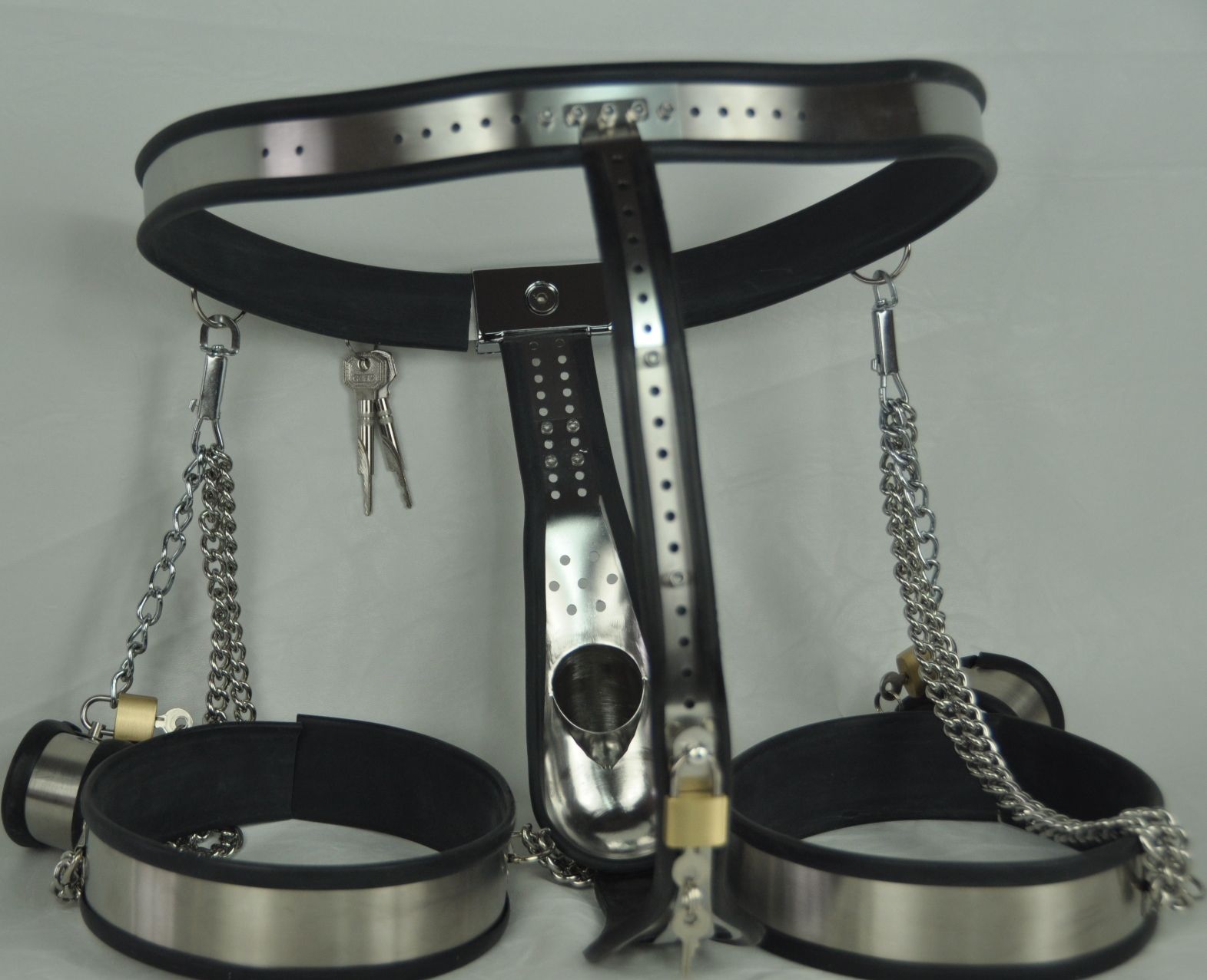 New Male Fully Adjustable T Type Stainless Steel Chastity Belt Bra