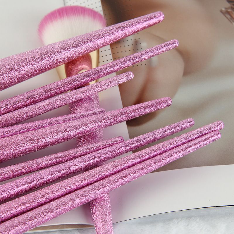 New Pink Glitter Makeup Brushes Set Quickstand Shinny Brush Powder