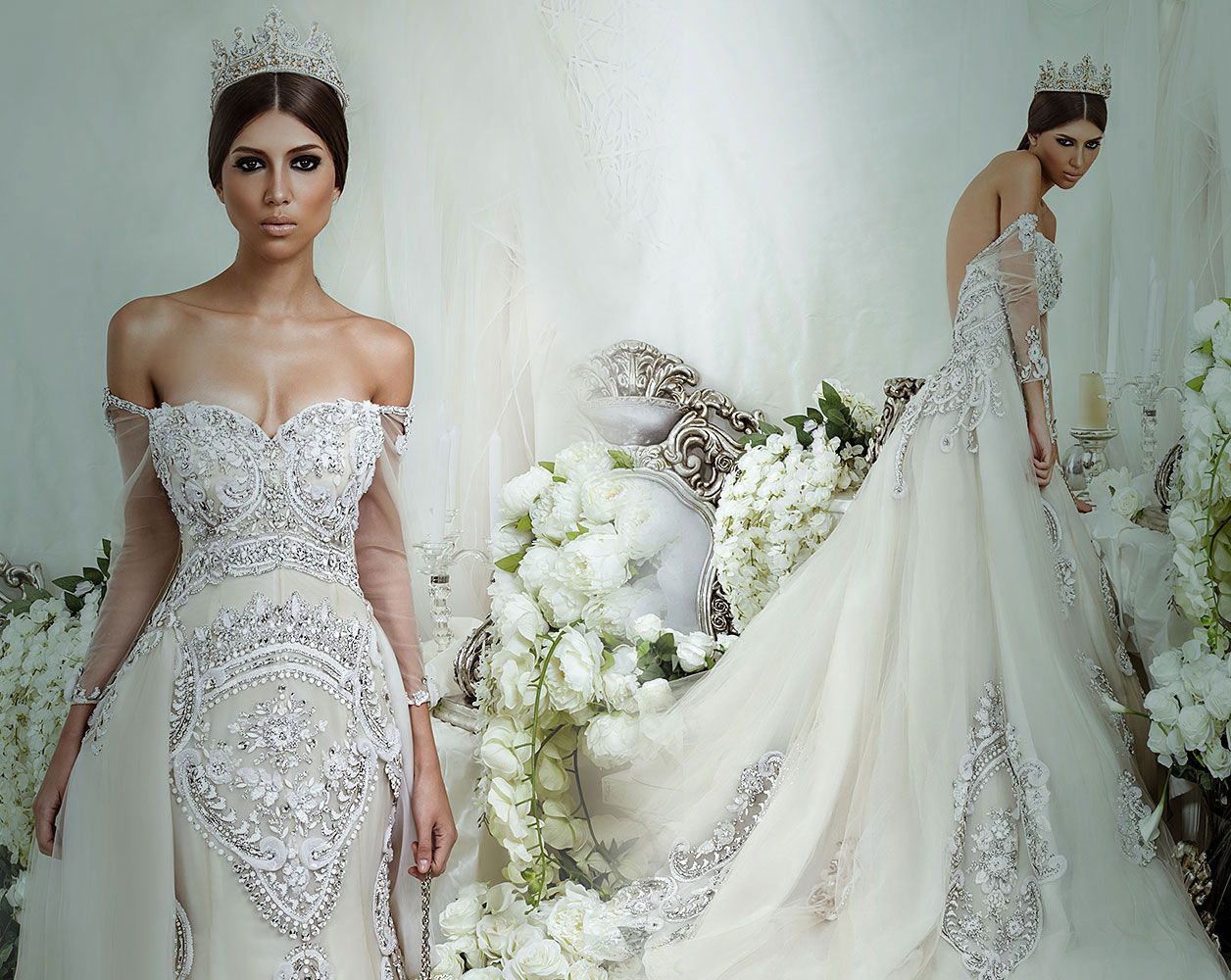 Discount Saudi Arabia Dubai Crystals Wedding Dresses 2019 