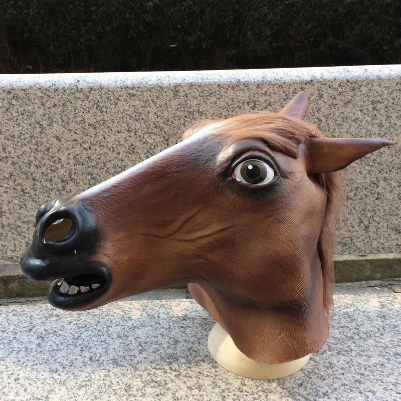 Cheap High Quality Halloween Party Mask Thick Latex Brown Horse Mask