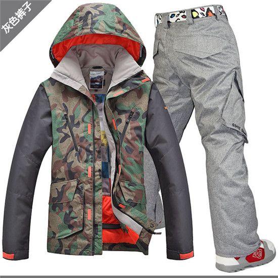 Gsou Snow Mens Ski Suit Army Green Camouflage Ski Jacket And Camouflage ...