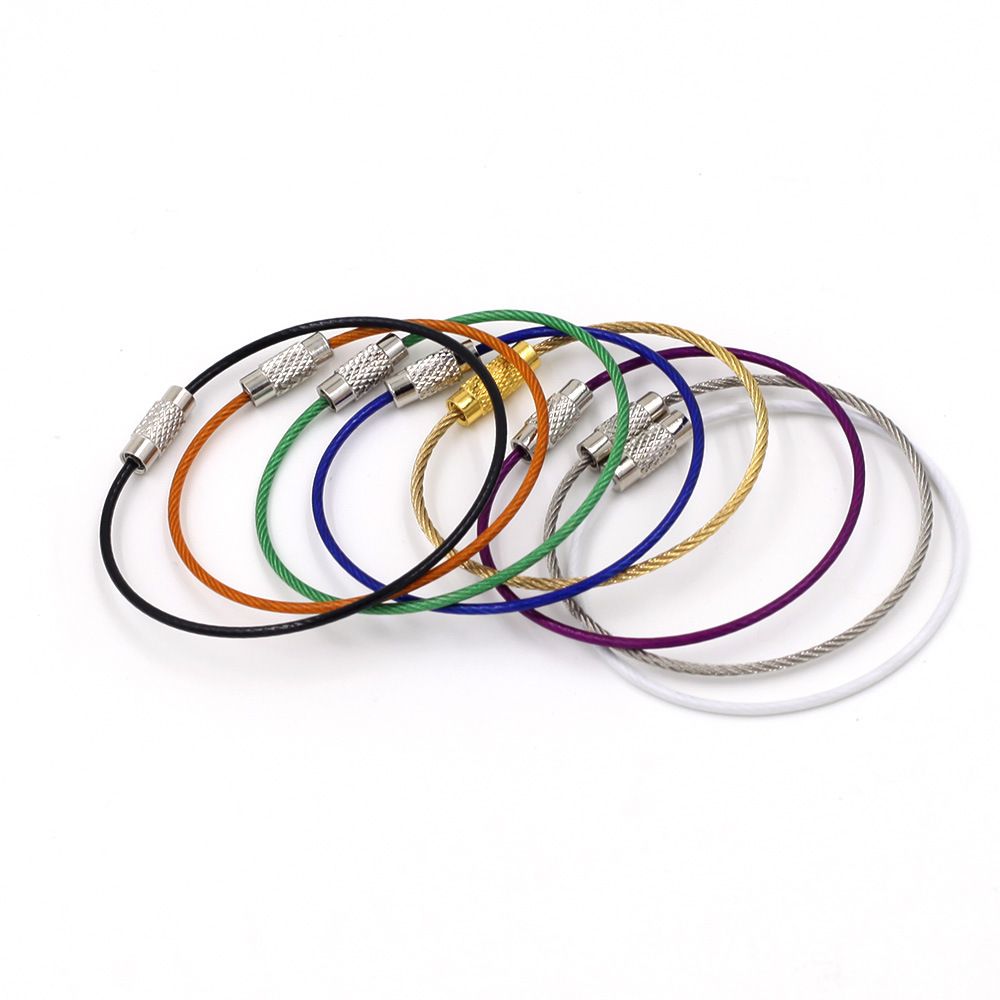 Stainless Steel Wire Keychain Cable Rope Key Holder Keyring Multicolor