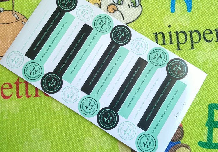 rectangle package handmade sticker three colors bottle seal label