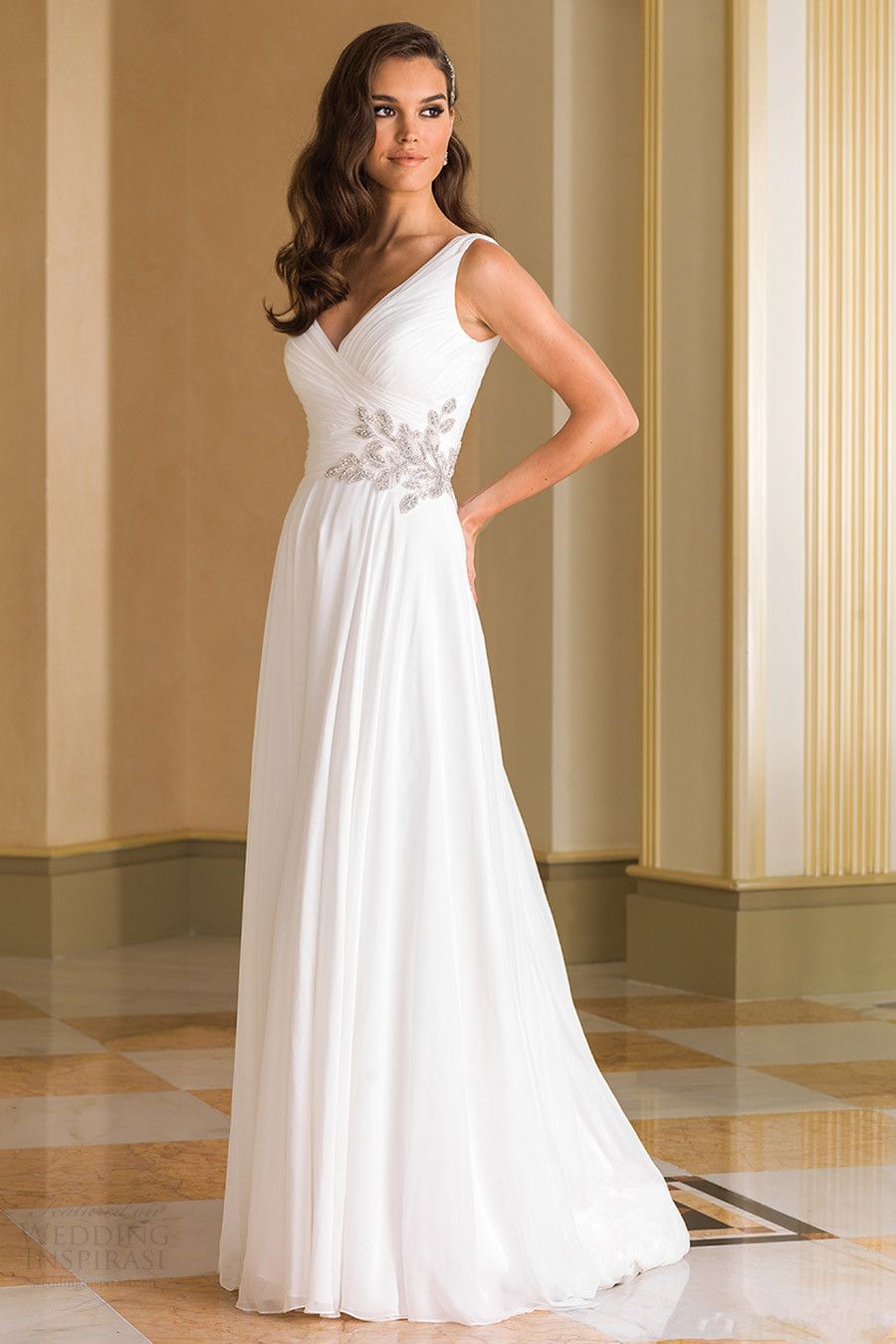 Grecian Backless Beach Wedding Dresses V Neck Flowing Vintage Boho
