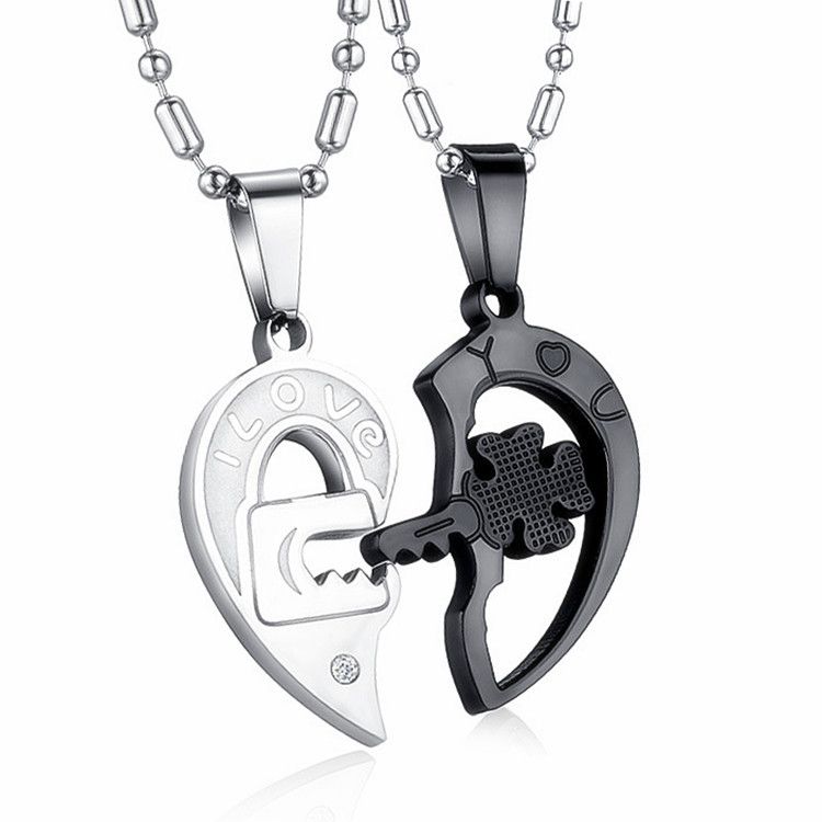 Satin Al Titanyum Celik Ile Iki Yarim Kalp Bulmaca Kolye Kilit Anahtar Tasarim Kolye Cift Guzel Taki Hediye Icin Ucretsiz Zincirleri Tl31 95 Dhgate Comda