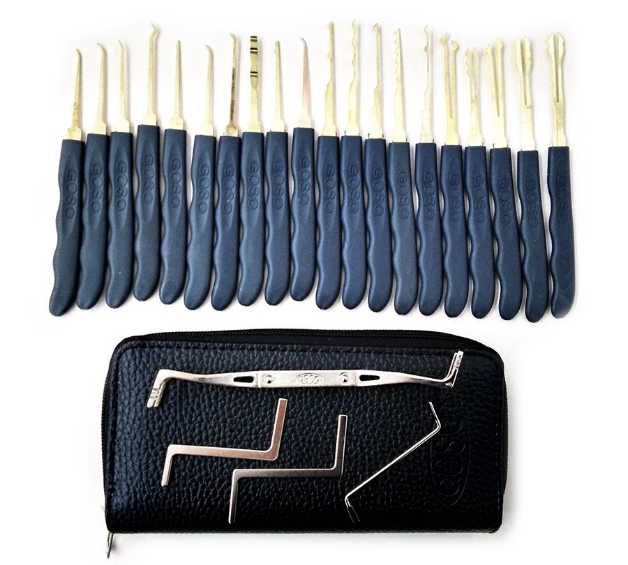 Hook GOSO Door Lock Pick Set Door Key Pick Set Locksmith TOOLS With Leather Bag + Credit Card