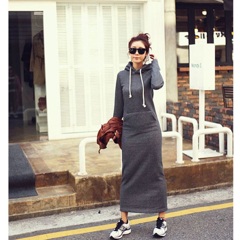 hooded hoodie dress casual