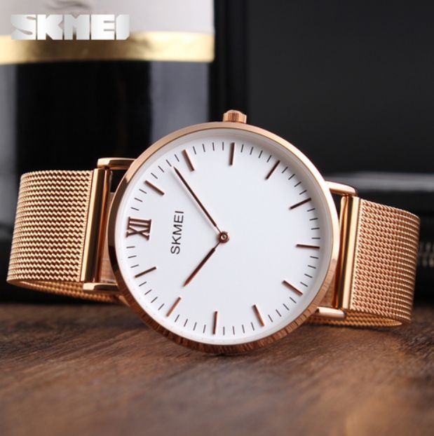 SKMEI Neue Top Luxusuhr Männer Marke Herrenuhren Ultra Thin Edelstahlgewebe Band Quarz Armbanduhr Mode Männlichen Uhren