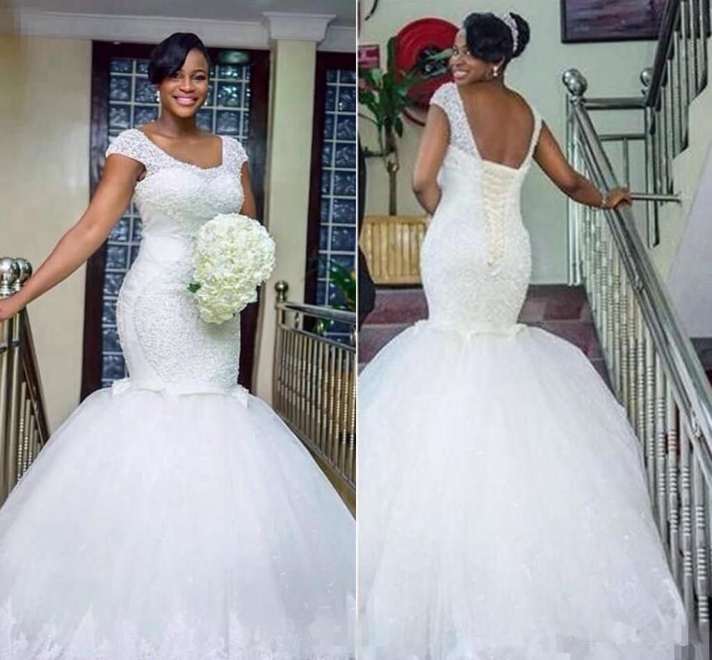 2019 New African Nigeria  New Mermaid Wedding  Dresses  Plus 