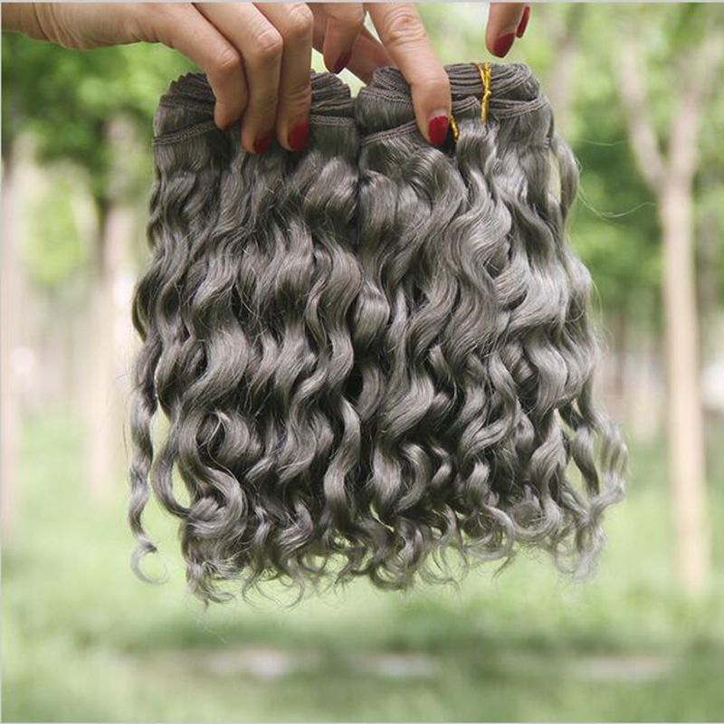 Hot Sale Silver Grey Human Hair Extensions Pure Color Gray Deep