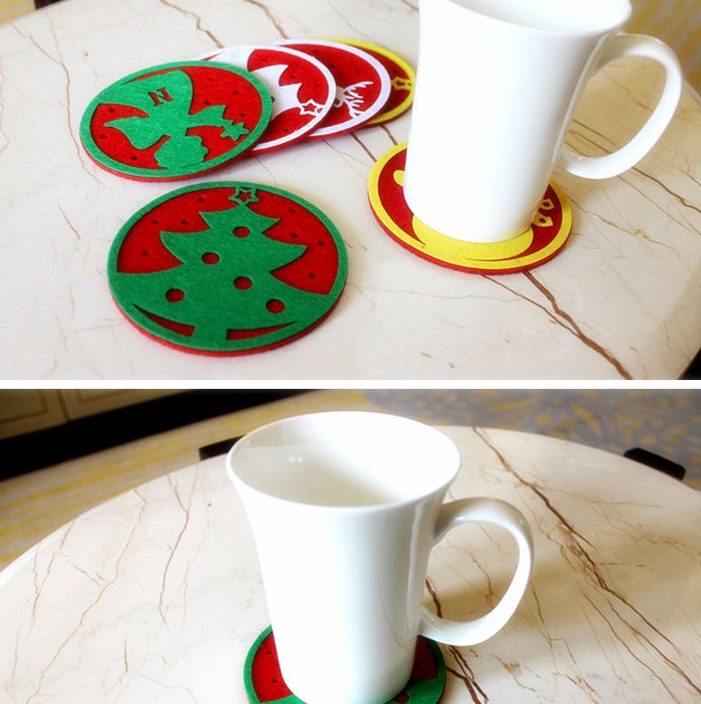 크리스마스 컵 매트 크리 에이 티브 장식 커피 테이블 유리 매트 귀여운 만화 코스터 새로운 워터 코스터 절연 패드 코스터 냅킨