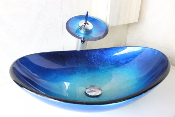 Toughened Glass Hand Wash Basins Hand Painted Art Bathroom Sink Basin Sink Basin Basin Basin Basin Basin Dresser Wash Basin N 763