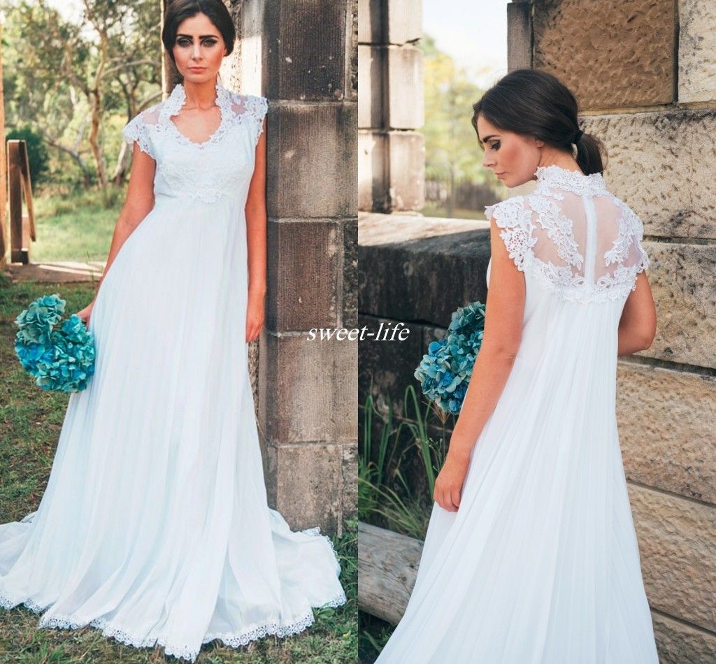  Country Maternity Wedding Dresses  Empire Waist Appliques 