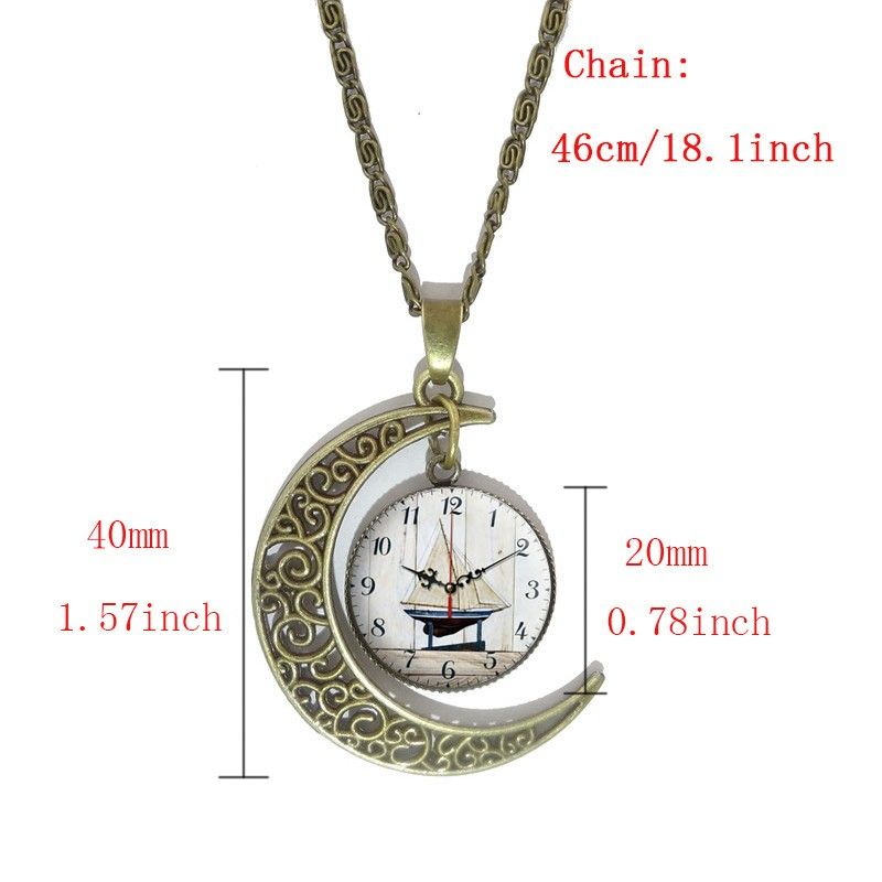 Wholesale Clock Art Image Pendant Necklace Vintage Bronze Statement