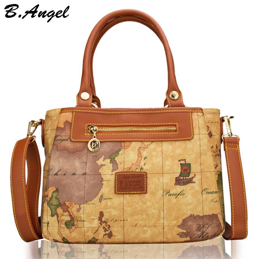 High Quality World Map Women Bag Fashion Women Messenger Bags High