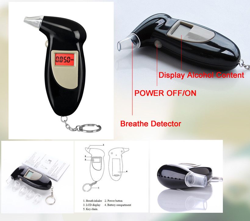 Black Digital Alcohol Breathalyzer Breath Tester LCD Breathalizer Tester Device Machine With