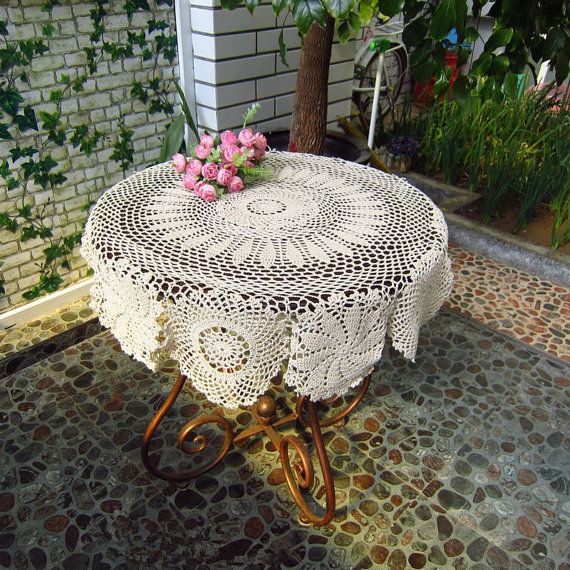 Handmade 90 Cm Round Table Cloth Crochet Pattern Handmade 90 Cm Round Table Cloth Crochet Pattern Vintage Tablecloth For Home Decorative Af020 White Linen Black Linens