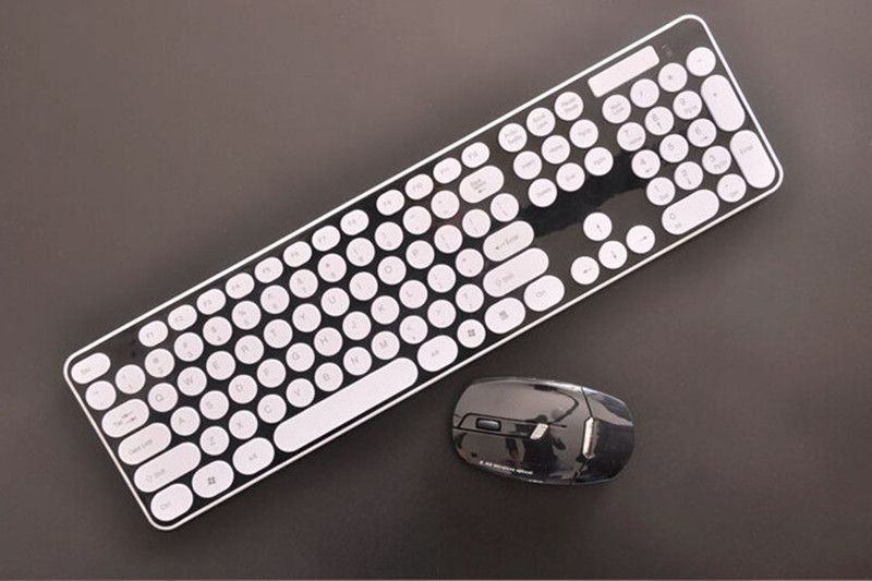 2.4G Colorful Round Button Gaming Keyboard Mouse Ultra Slim Wireless Mouse Keyboard Combo