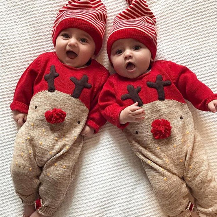 2019 new christmas baby romper long sleeve cartoon christmas deer