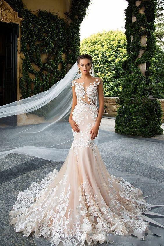 Compra Elegante Vestido De La Sirena Vestidos De Novia Sheer Malla Top  Apliques Apliques Illusion Bods Bods Bods Plus Tamaño Vestios De Novia  Barato | Entrega Rápida Y Calidad | Es.Dhgate