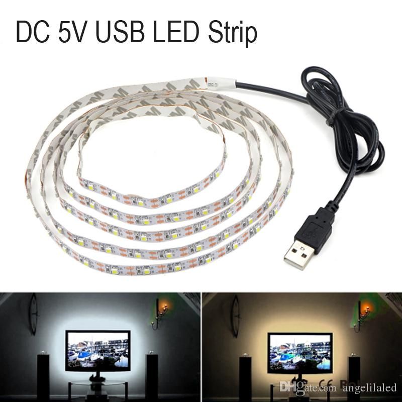 5v 50cm 1m 2m 3m 5m Usb Cable Power Led Light Smd 3528 Strip 5v 50cm 1m 2m 3m 5m Usb Cable Power Led Light Smd 3528 Strip Desk Decor Lamp Tape For Tv Background Lighting 12v Strips Car