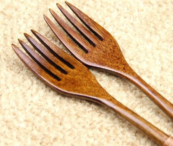 2021 Flatware Forks ECO Friendly Japanese Style Wood Forks Binding Wire
