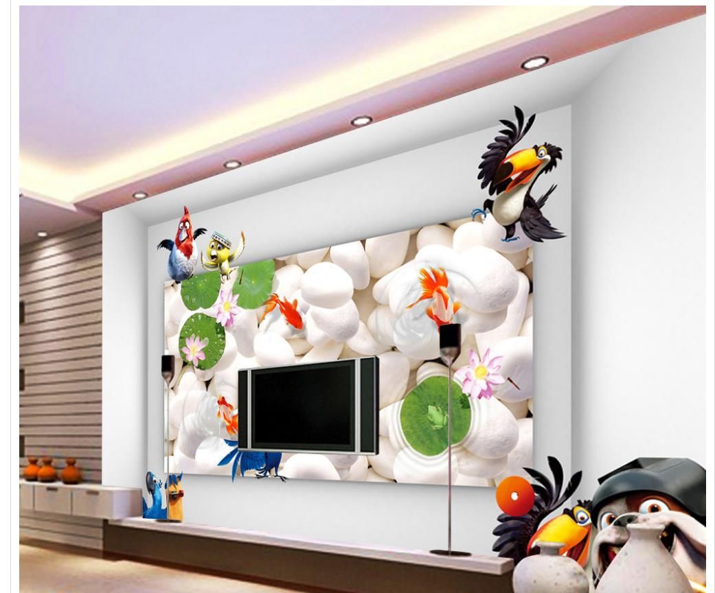 Acquista Carta Da Parati 3d Camera Personalizzata Carta Da Parati Pareti Ciottoli Di Pesce 3d Fondale Design 3d Murales Carta Da Parati Soggiorno A