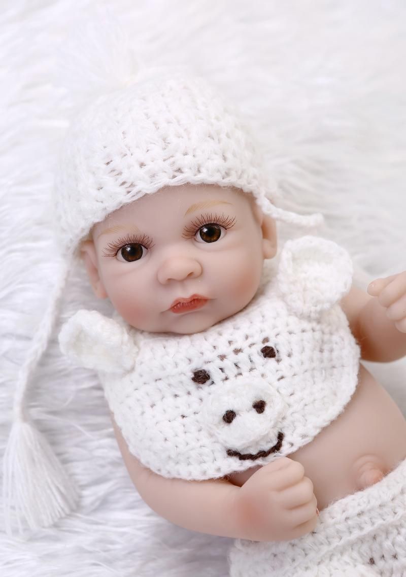 28cm Full Silicone Reborn Baby Doll Mini Vinyl Lifelike Realistic White