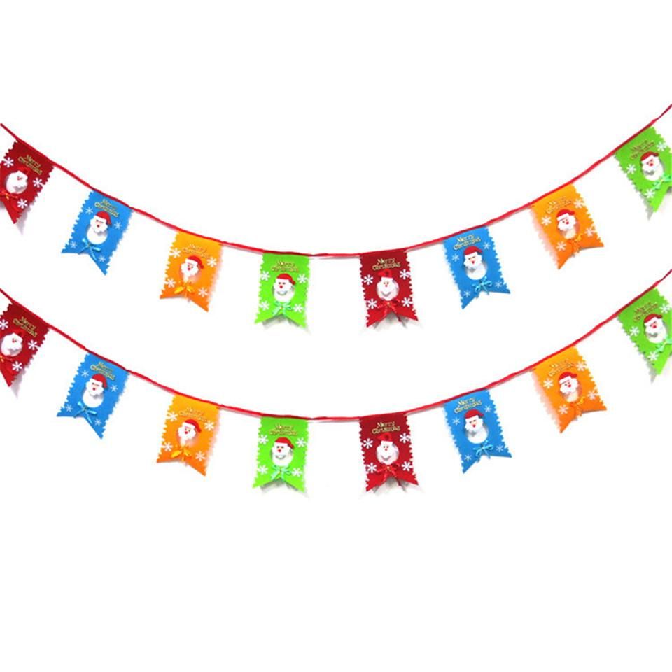 Christmas Santa Flag Banners Xmas Tree Colorful Flags Decor Event