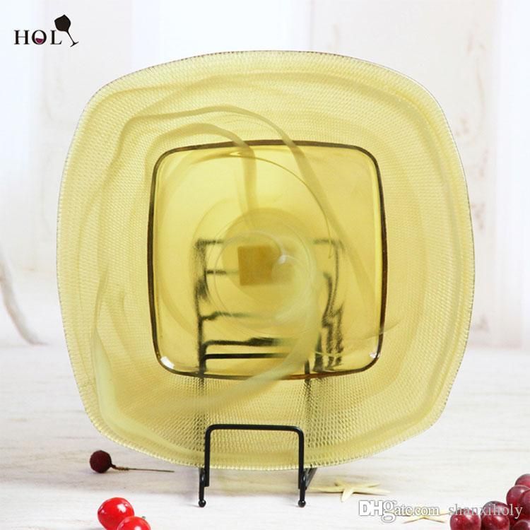 2019 Holy Wholesale Cheap Wedding Yellow Square Glass Plate Events