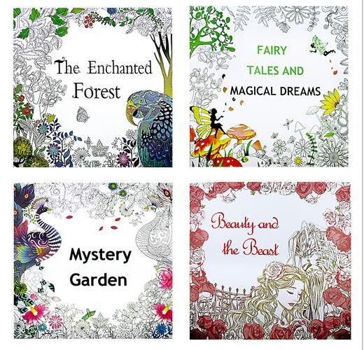 4 DesignsKids Adult Coloring Books Mystery Garden Beauty And Beast Magical Dream Enchanted Forest 24 Pages Painting Free Printable