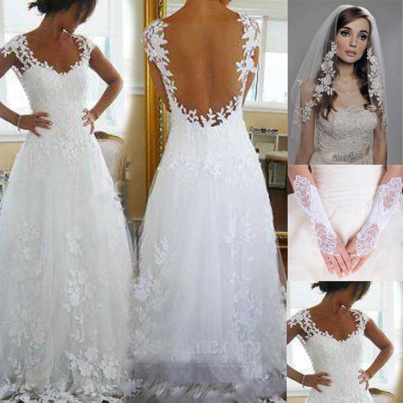 Discount 2016 Nicest Wedding Dresses Cheap Ever A Line V Neck Sheer ...