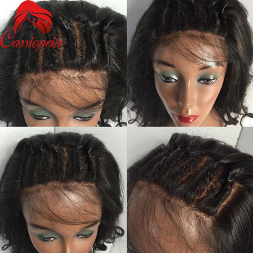 Peruvian Virgin Hair Loose Curl Short Bob Front Lace Wig For Black