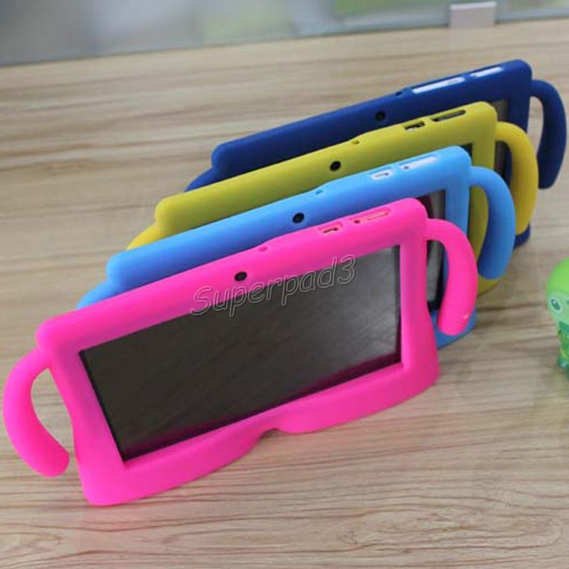 DHL Kids Soft Silicone Rubber Gel Big Cute Ears Tablet PC Case For 7 Inch Q88 Anti-dust Drop Resistant Protective Cover