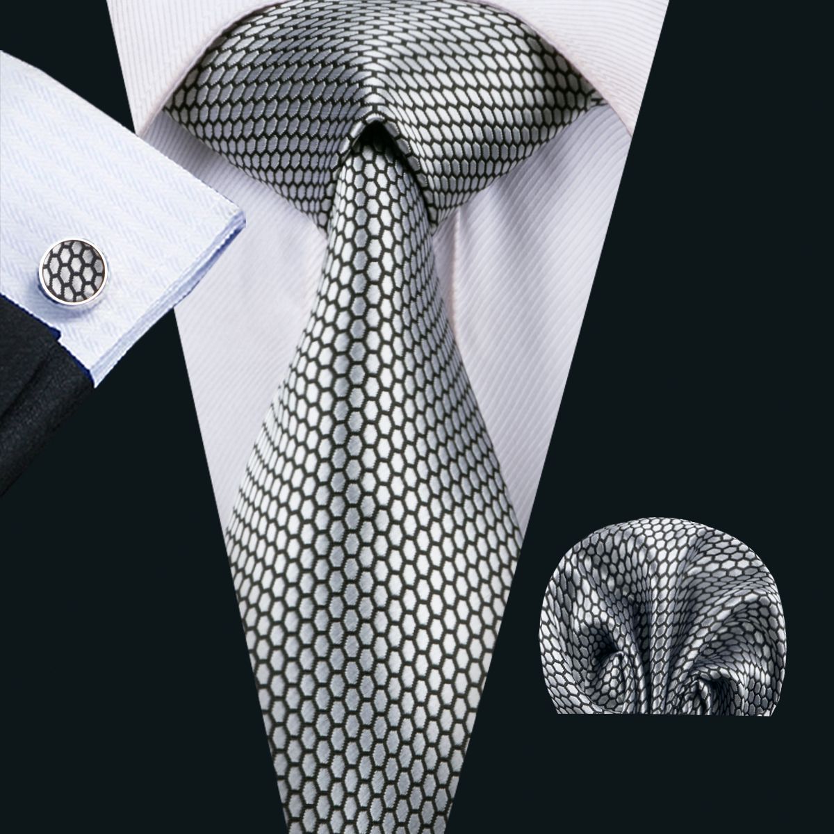 2019 Classic Silk Men Ties Silver Mens Neck Ties Dot Tie Sets Tie