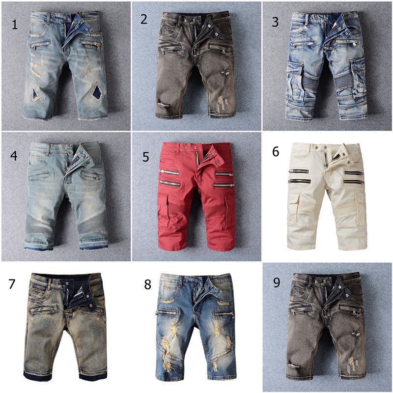 BALMAIN Biker Jeans Running Shorts 2016 