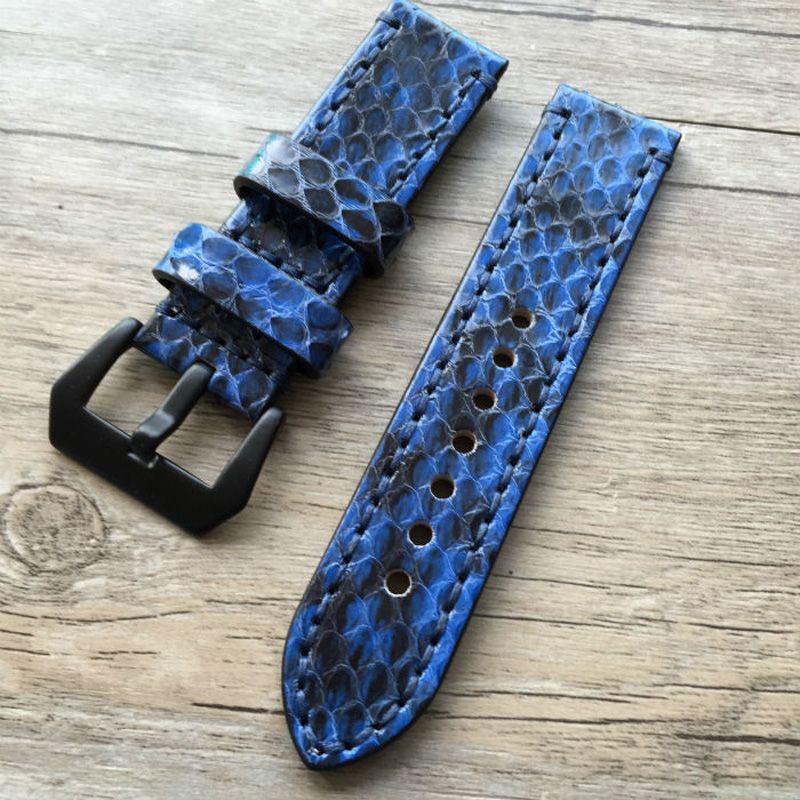 22mm 24mm 26mm Blue Grey Stitching Snake Leather Straps Watch Bands For