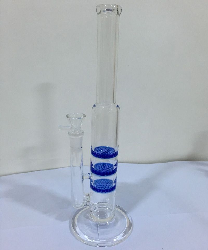 2019 New Glass Water Bongs Pipes Hookah Three Blue Filter