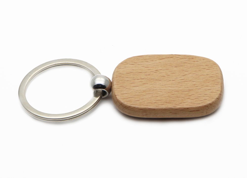 rectangular wooden key ring blank wood keychain can be personalised