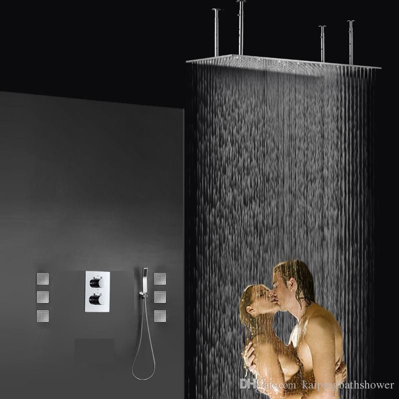 Big Ceiling Mounted Shower Set 400x800mm Head Big Ceiling Mounted Shower Set 400x800mm Head With Square 4 Inch Massage Showers Thermostatic By Tdgogo Dhgate Com