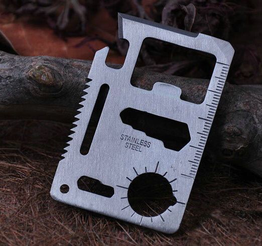 11 in 1 Multi Tools Caccia Campeggio Sopravvivenza Coltello tascabile Coltello carte di credito In acciaio inox All'aperto Gear Strumenti EDC